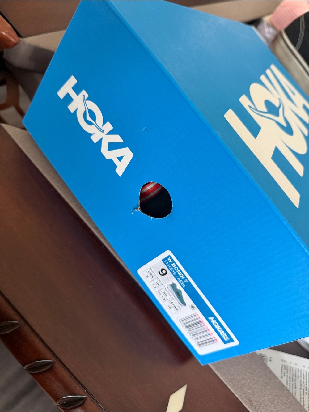Hoka Bright Blue Shoe Box with White Logo
